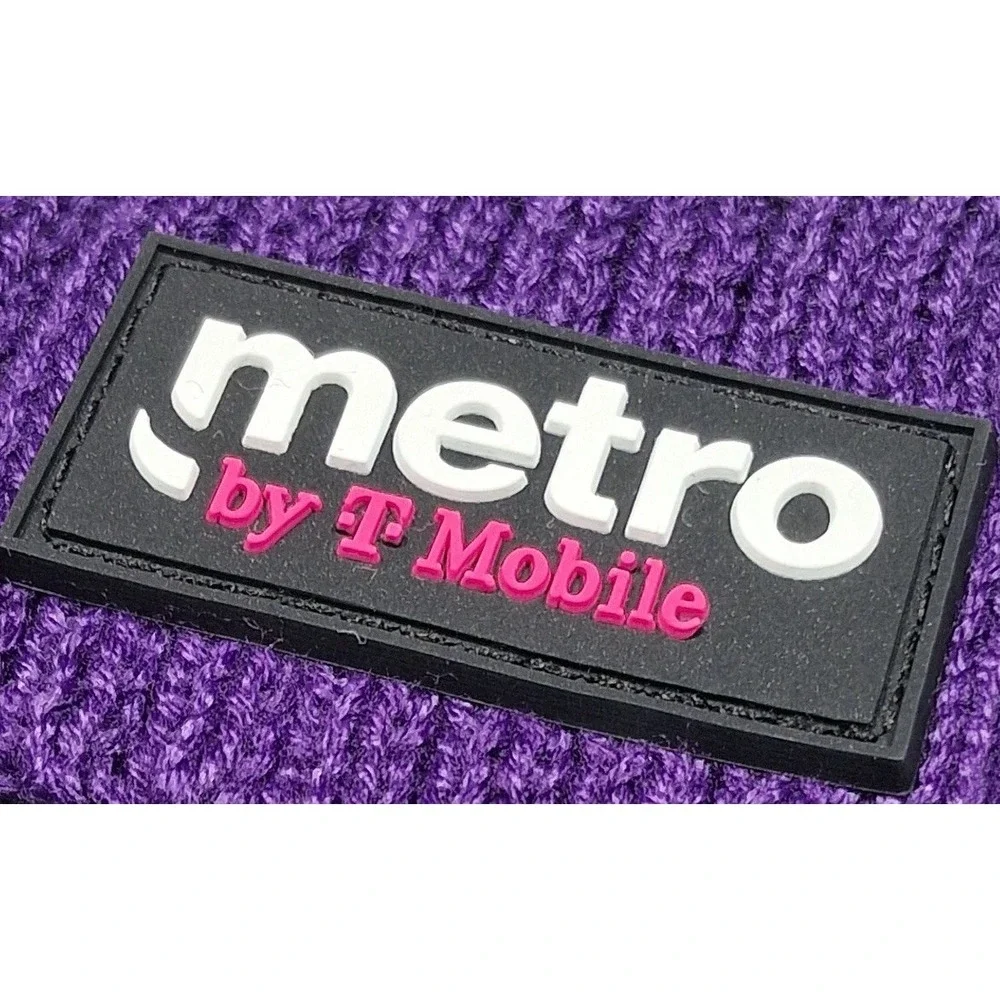 Metro by T-Mobile Purple Marled‎ Knit Scarf Unisex Winter Striped Logo RN 163898